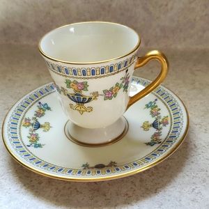 VTG Lenox Coffee Tea Cup & Saucer The Colonial Gold Colored Rim Textured Ornate